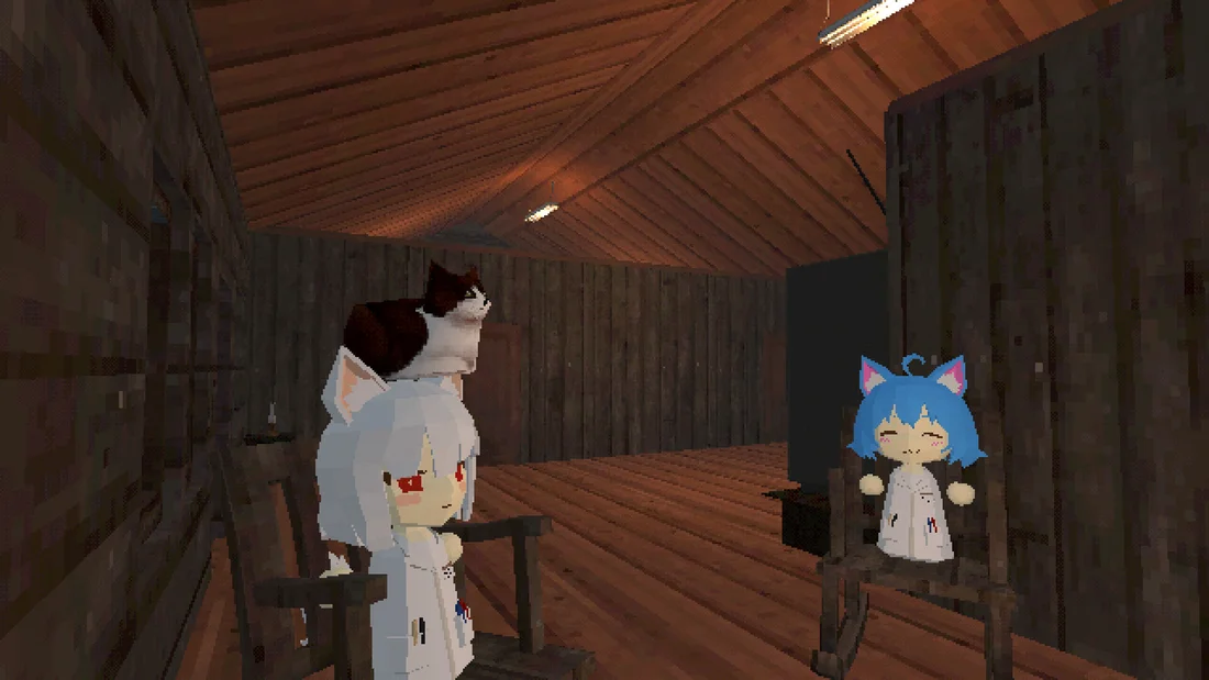 Rocking chairs in the cabin in Roadside Odyssey.